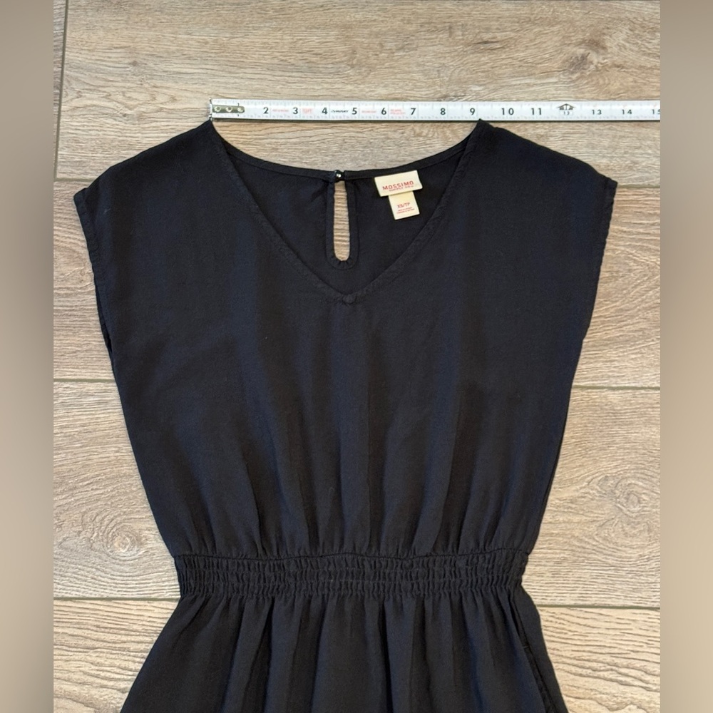 Mossimo Black V-Neck Smocked-Waist Mini Dress w/Pockets - Picture 10 of 13